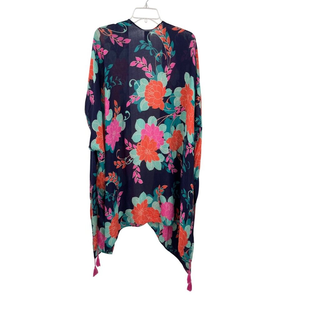 Mixit Floral Swim Cover Up One Size Kimono Tassel Beach Used - Picture 2 of 11